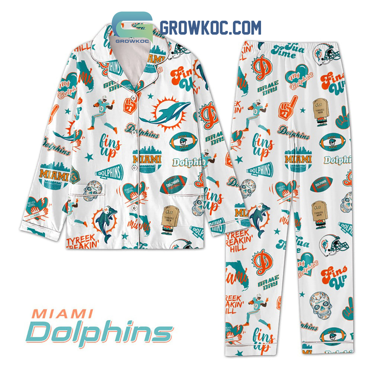 Miami Dolphins Fins Up Game Day Pajamas Set2B1 phVaP