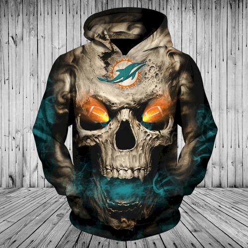 Miami Dolphins Hoodie 3D Apparel Skullho Full Print 0