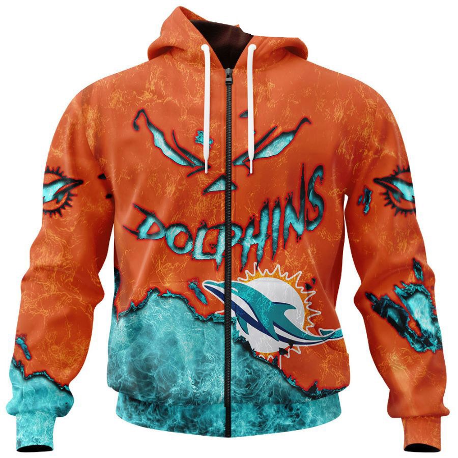 Miami Dolphins Hoodie 3D Devil Eyes Gift for Fans 0