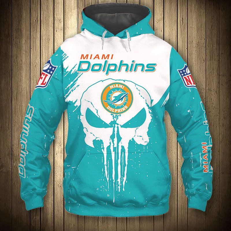 Miami Dolphins Hoodie 3D Skull 0