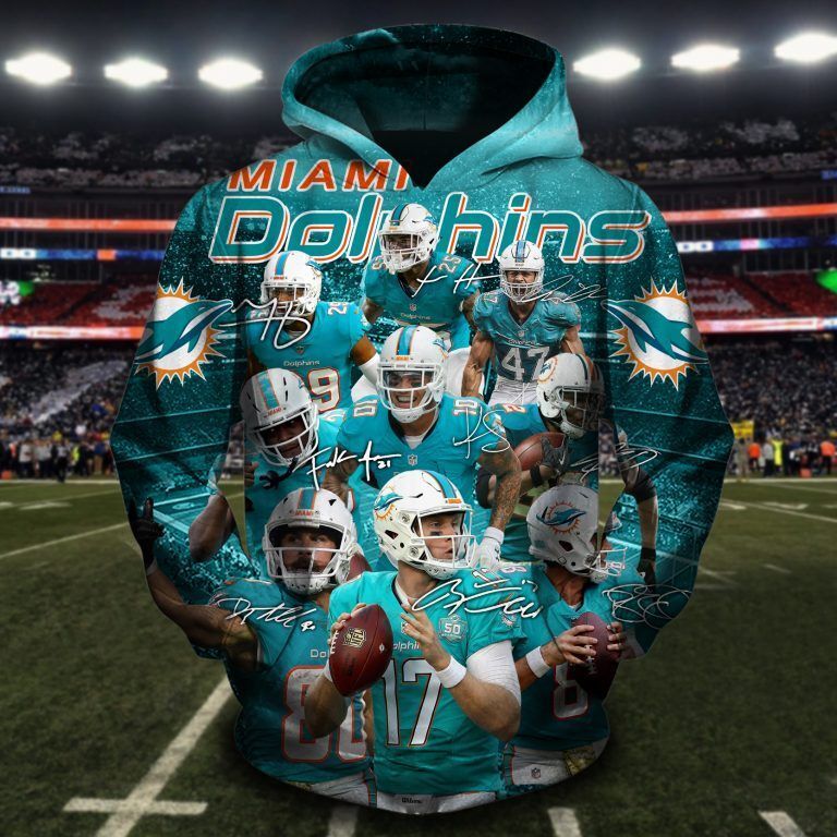 Miami Dolphins Hoodie 3D Team for Fans 0