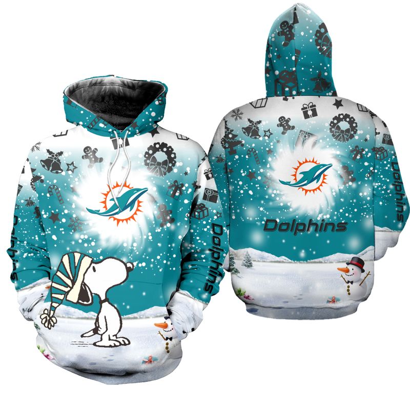 Miami Dolphins Hoodie 3D Xmas Snoopy Limited Edition 0