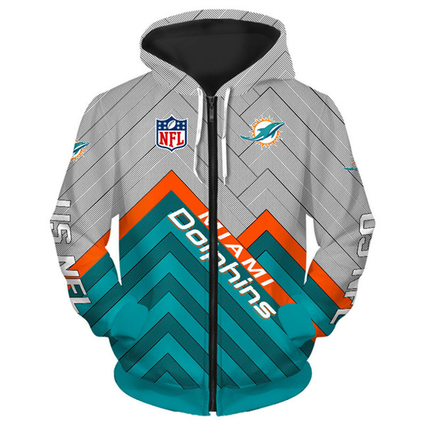 Miami Dolphins Hoodie 3D Zip Hoodie Pullover Size S5Xl 0