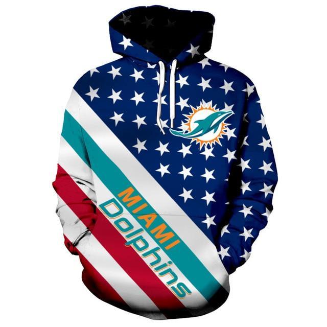 Miami Dolphins Hoodie 3Damerican Flag 0