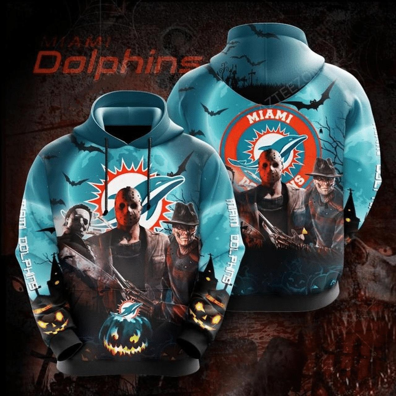 Miami Dolphins Hoodie Halloween 3D 0