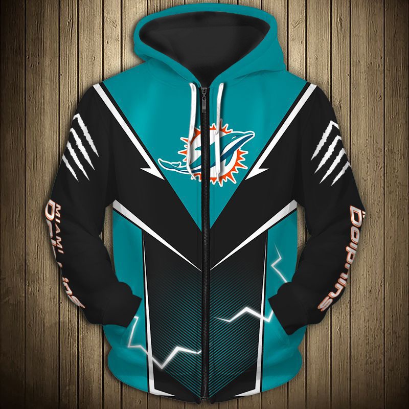 Miami Dolphins Hoodie Lightning Graphic Gifts for Fans 0