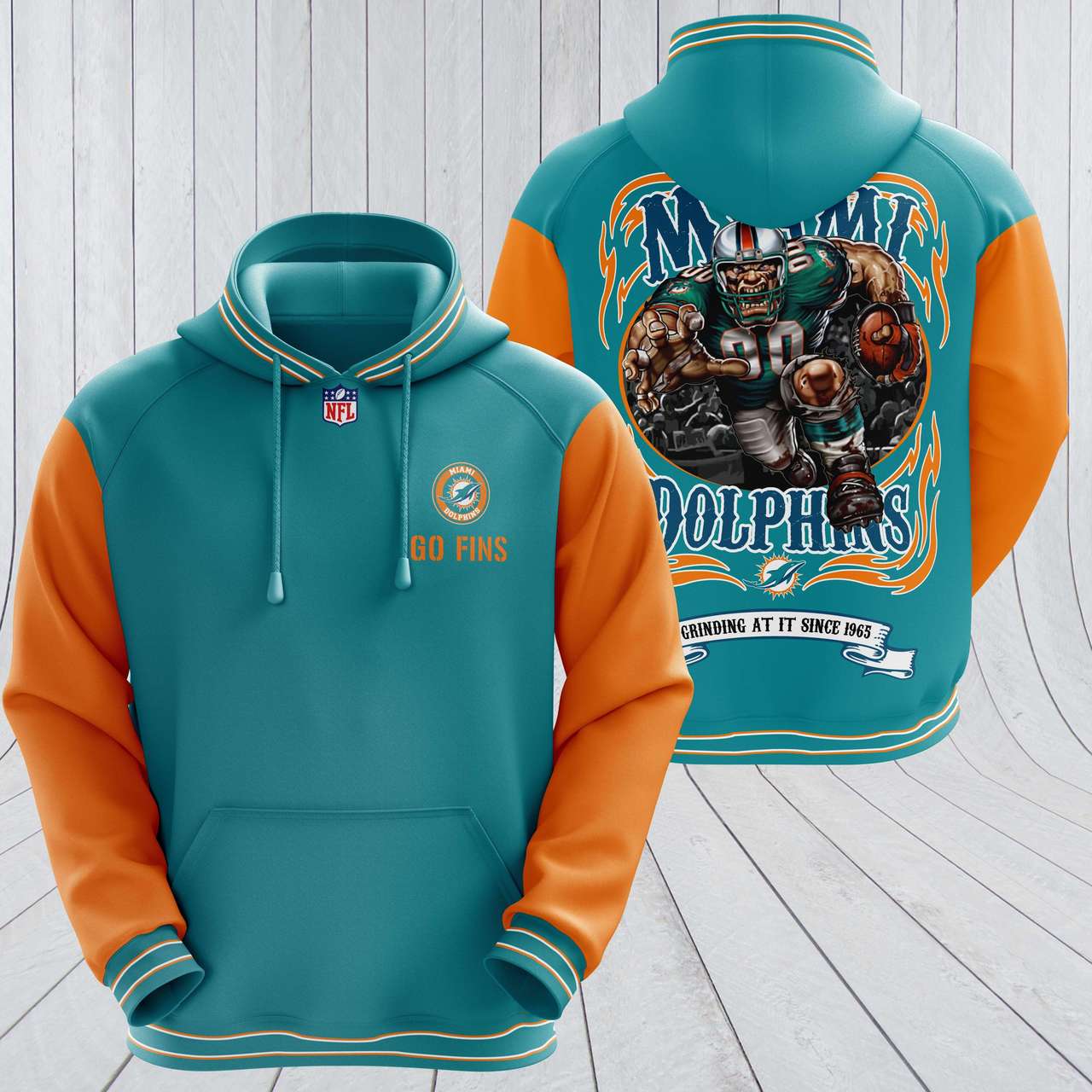 Miami Dolphins Hoodie Nfl Fathead Mascot 3D 0