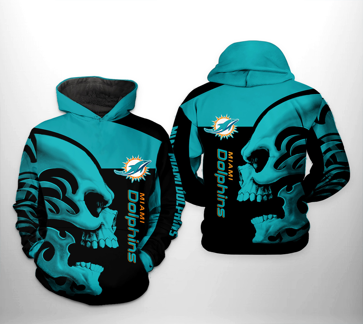 Miami Dolphins Hoodie Nfl Skull 3D Printed 0