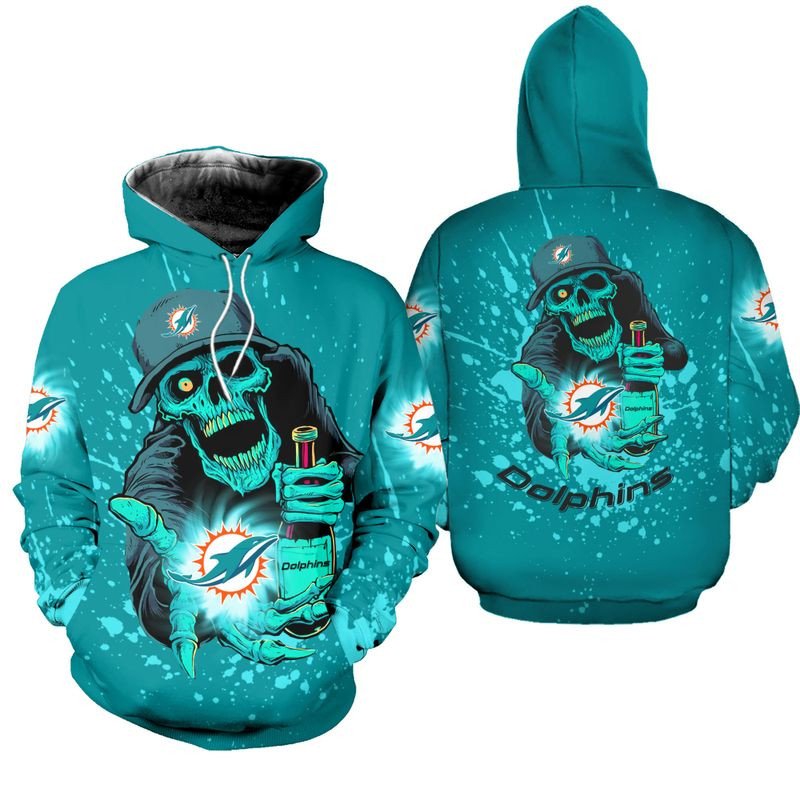 Miami Dolphins Hoodie Skull 3D Hoodie Zip Hoodie Nfl 3D All Over Print Hoodie Zip Hoodie 0