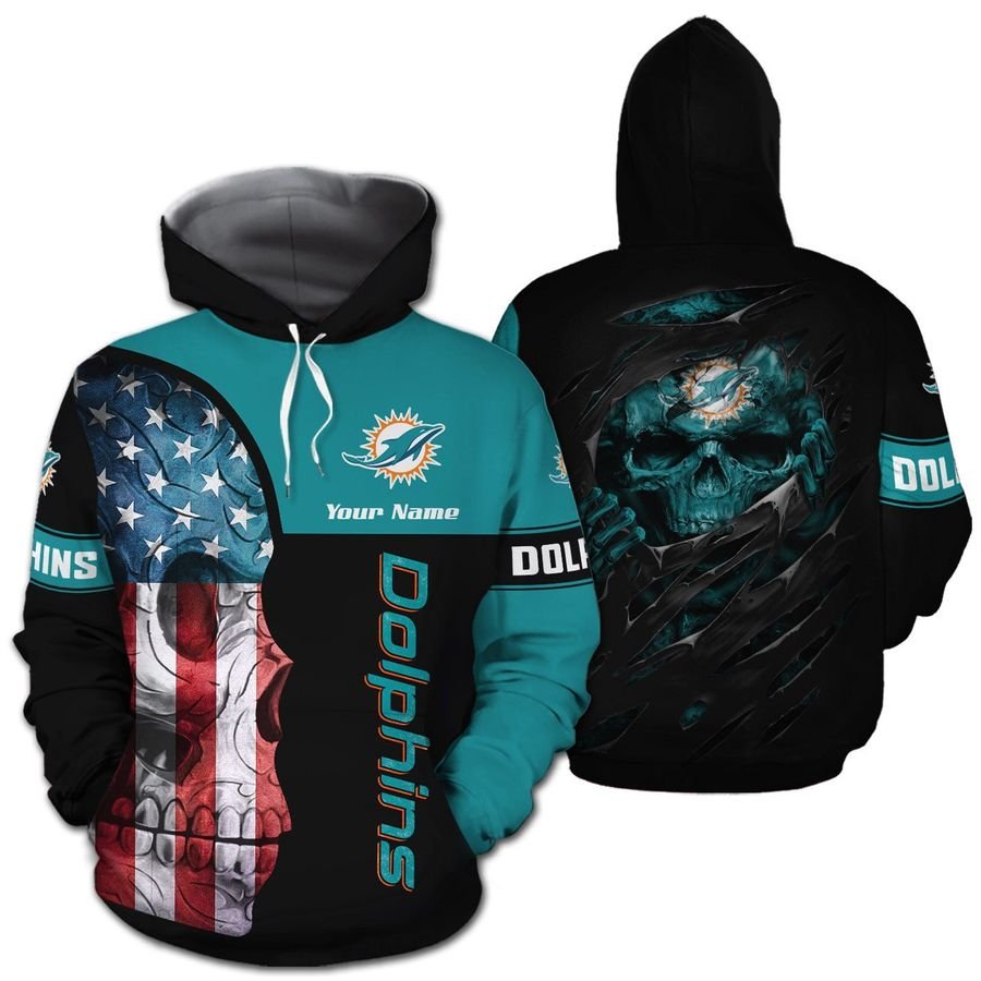 Miami Dolphins Hoodie Skull 3D Print Custom 0