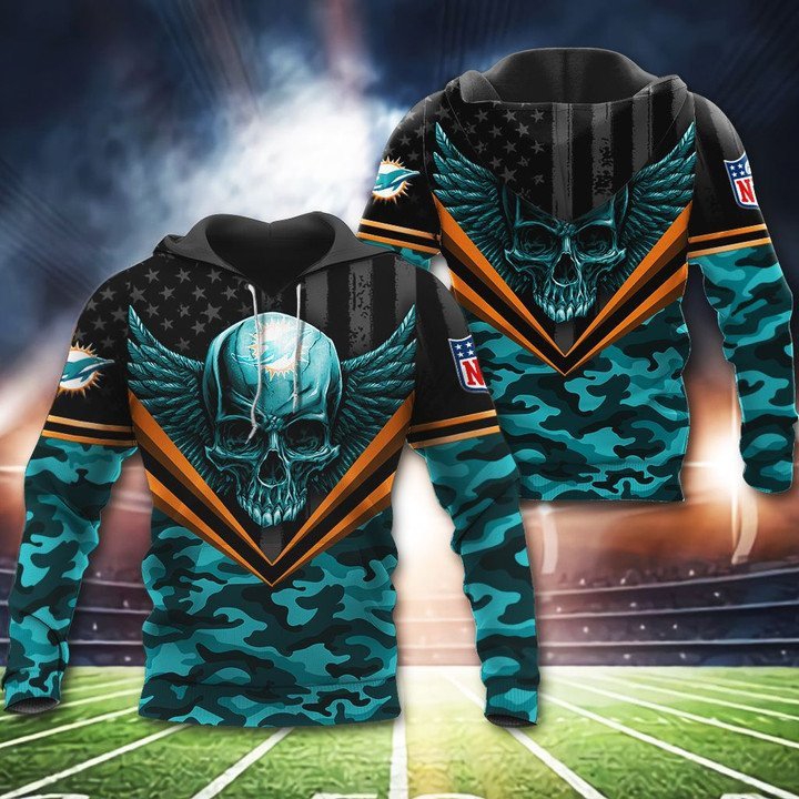 Miami Dolphins Hoodie Skull Wings 3D Hoodie Zip Hoodie Nfl 3D All Over Print Hoodie Zip Hoodie 0