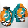 Miami Dolphins Hoodie Team Logo Grateful Dead Skull Style 0