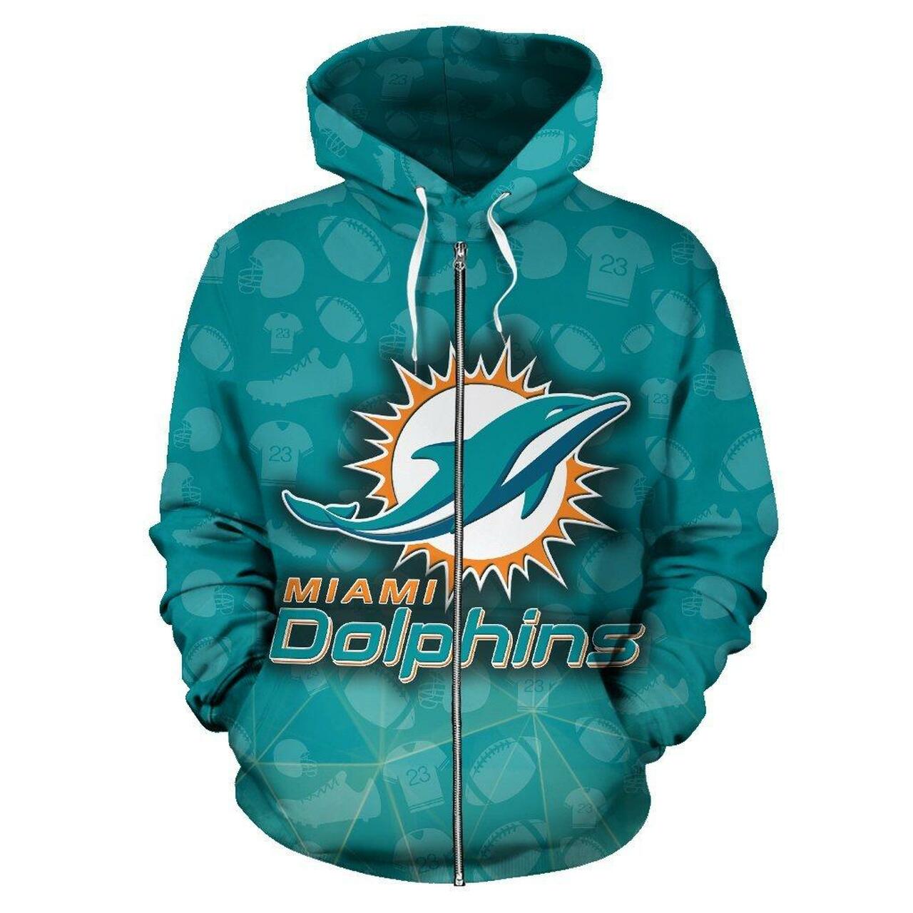 Miami Dolphins Hoodie Zip Up 3D All Over Print 0