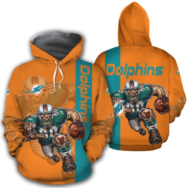 Miami Dolphins Hoodies Mens Mascot 3D Ultra Cool Gifts for Fans 0