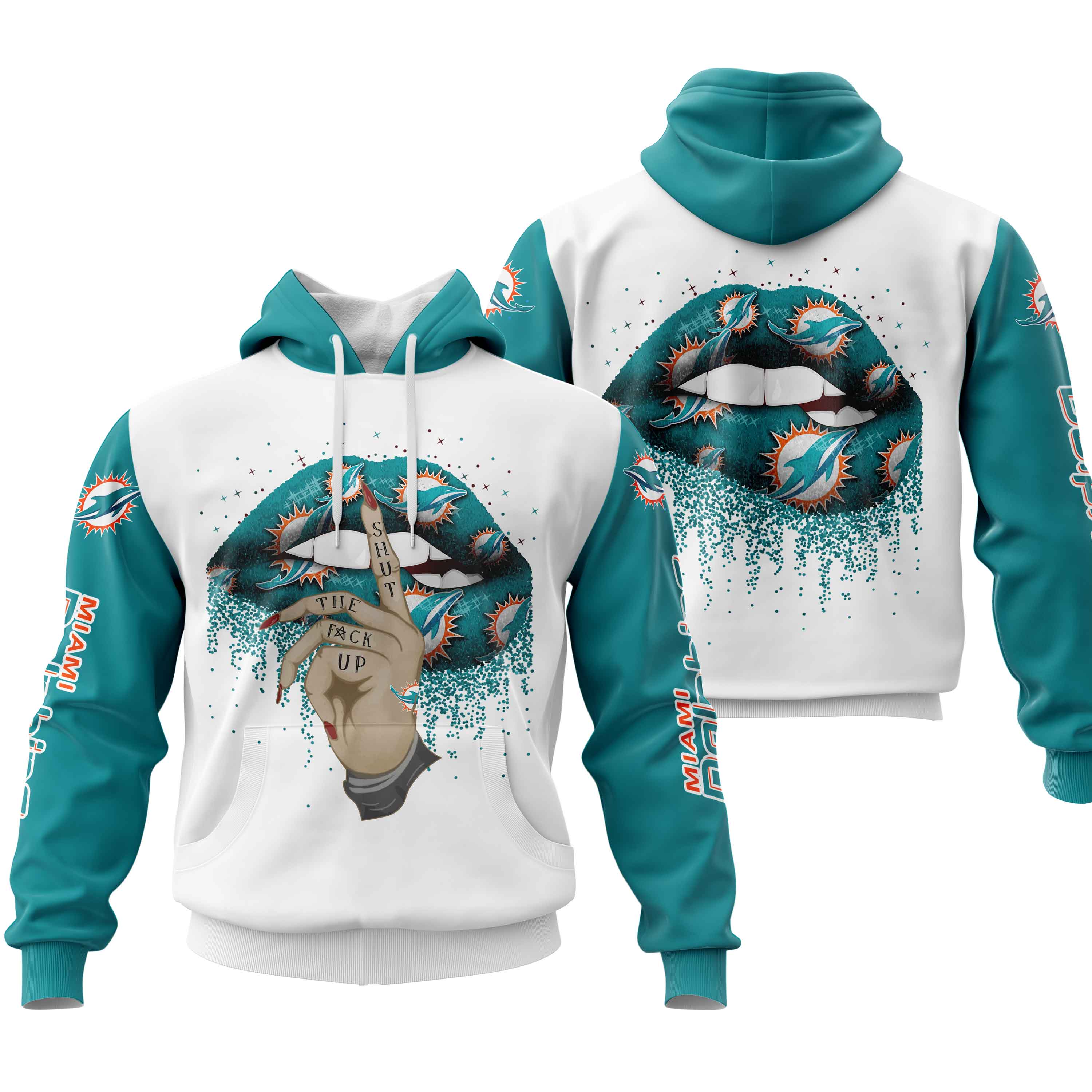 Miami Dolphins Lips Hoodie For Fans Add Some Fun To Your Fan Gear 0