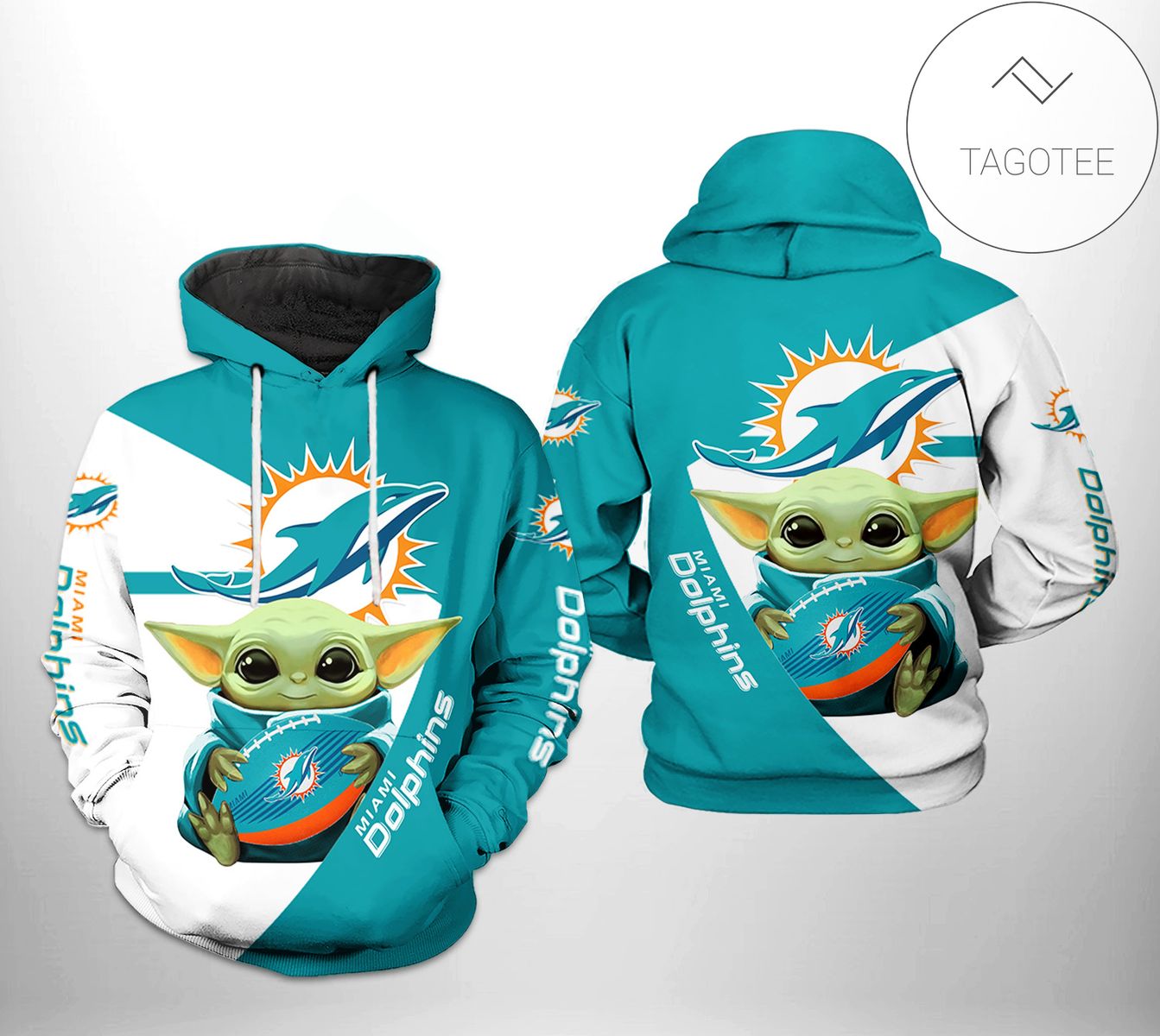 Miami Dolphins NFL Baby Yoda Team 3D Printed Hoodie Zipper Hooded Jacket