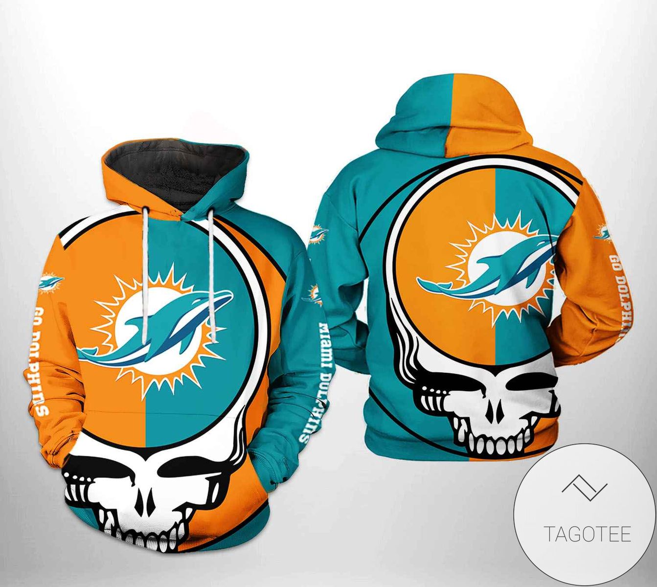 Miami Dolphins NFL Grateful Dead 3D Printed Hoodie Zipper Hooded Jacket