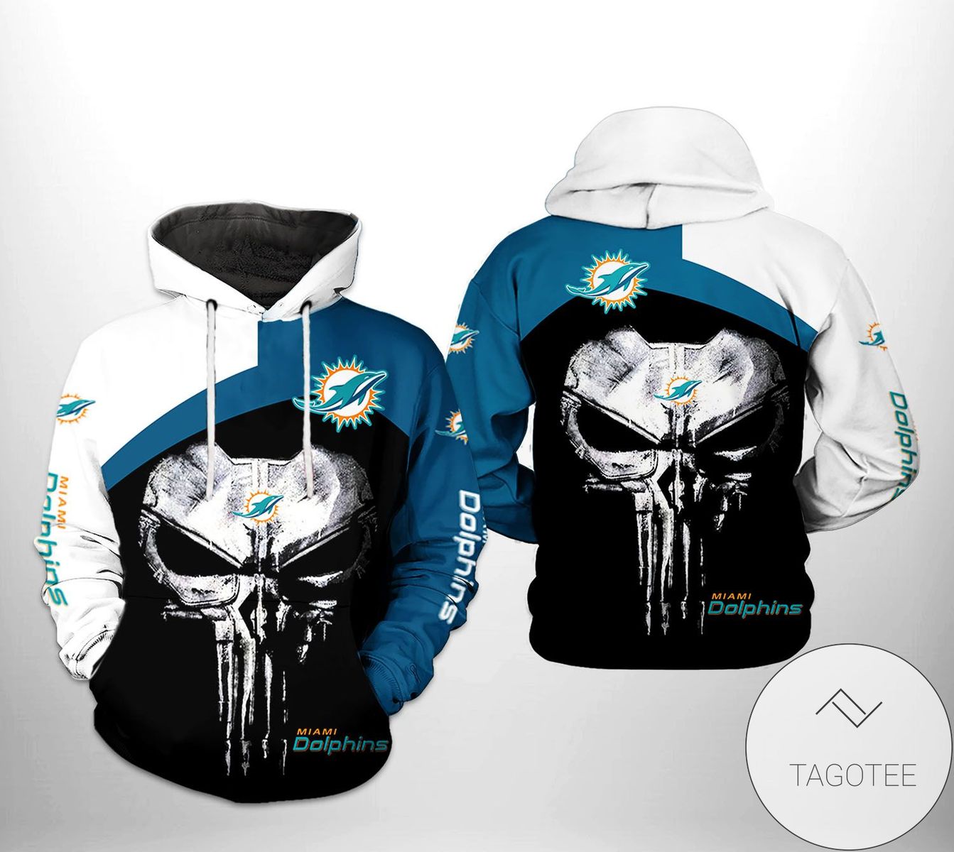 Miami Dolphins NFL Skull Punisher Team 3D Printed Hoodie Zipper Hooded Jacket