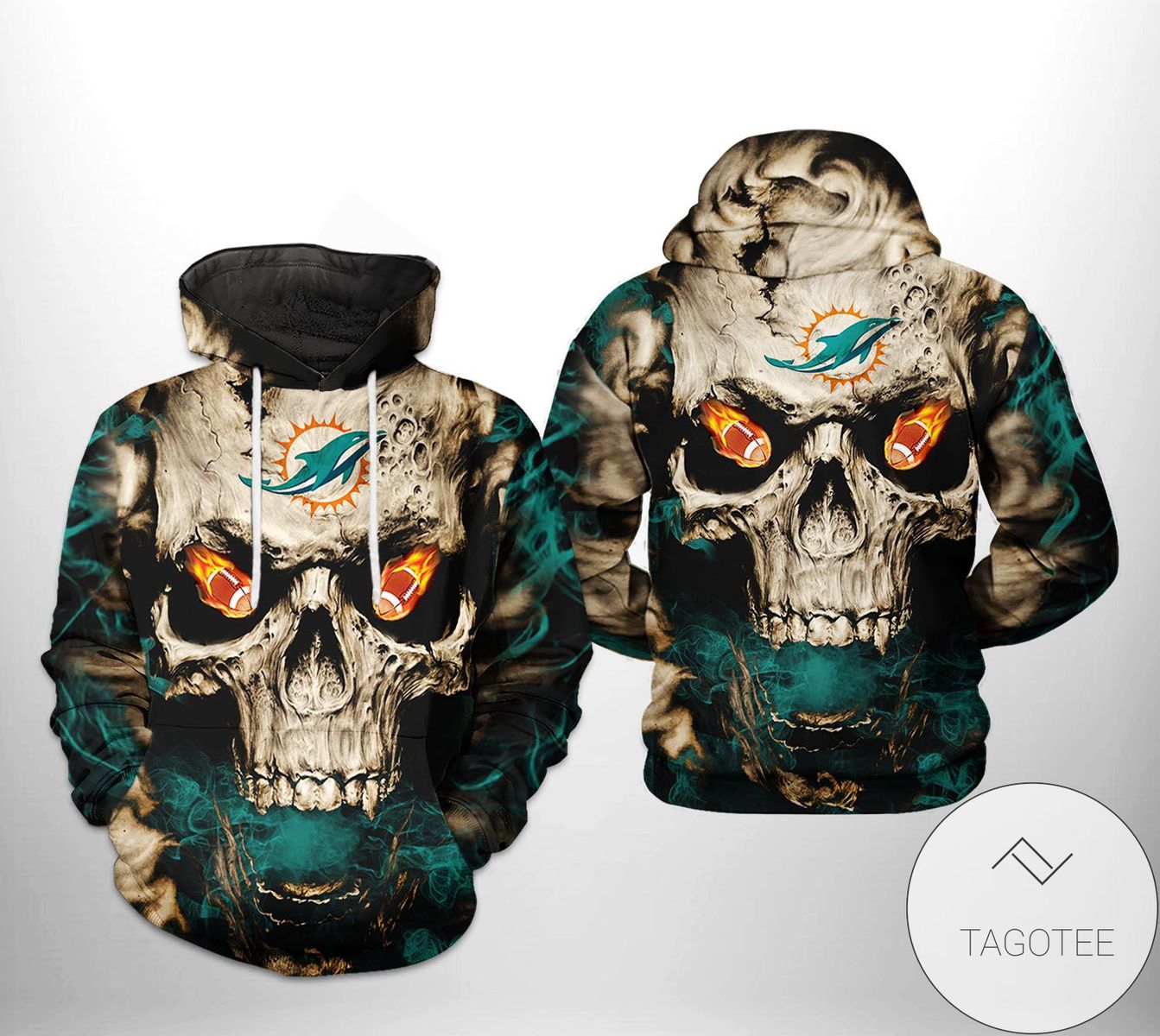 Miami Dolphins NFL Skull Team 3D Printed Hoodie Zipper Hooded Jacket