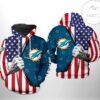 Miami Dolphins NFL US Flag Team 3D Printed Hoodie Zipper Hooded Jacket