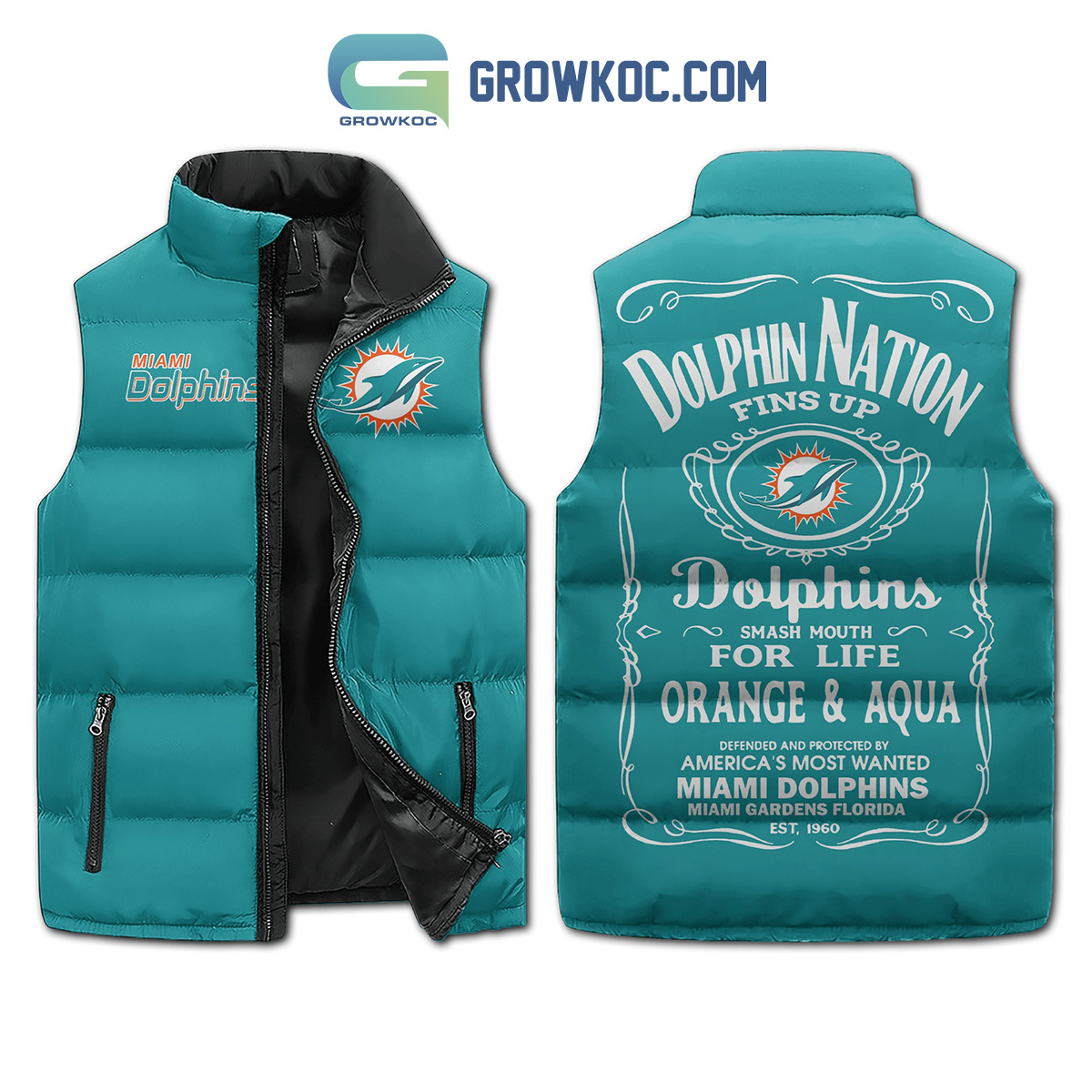 Miami Dolphins Nation Fins Up Sleeveless Puffer Jacket2B1 334U1