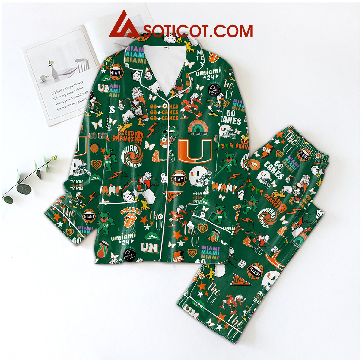 Miami Hurricanes Bleed Orange Go Canes Pajamas Set2B1 A1OTx