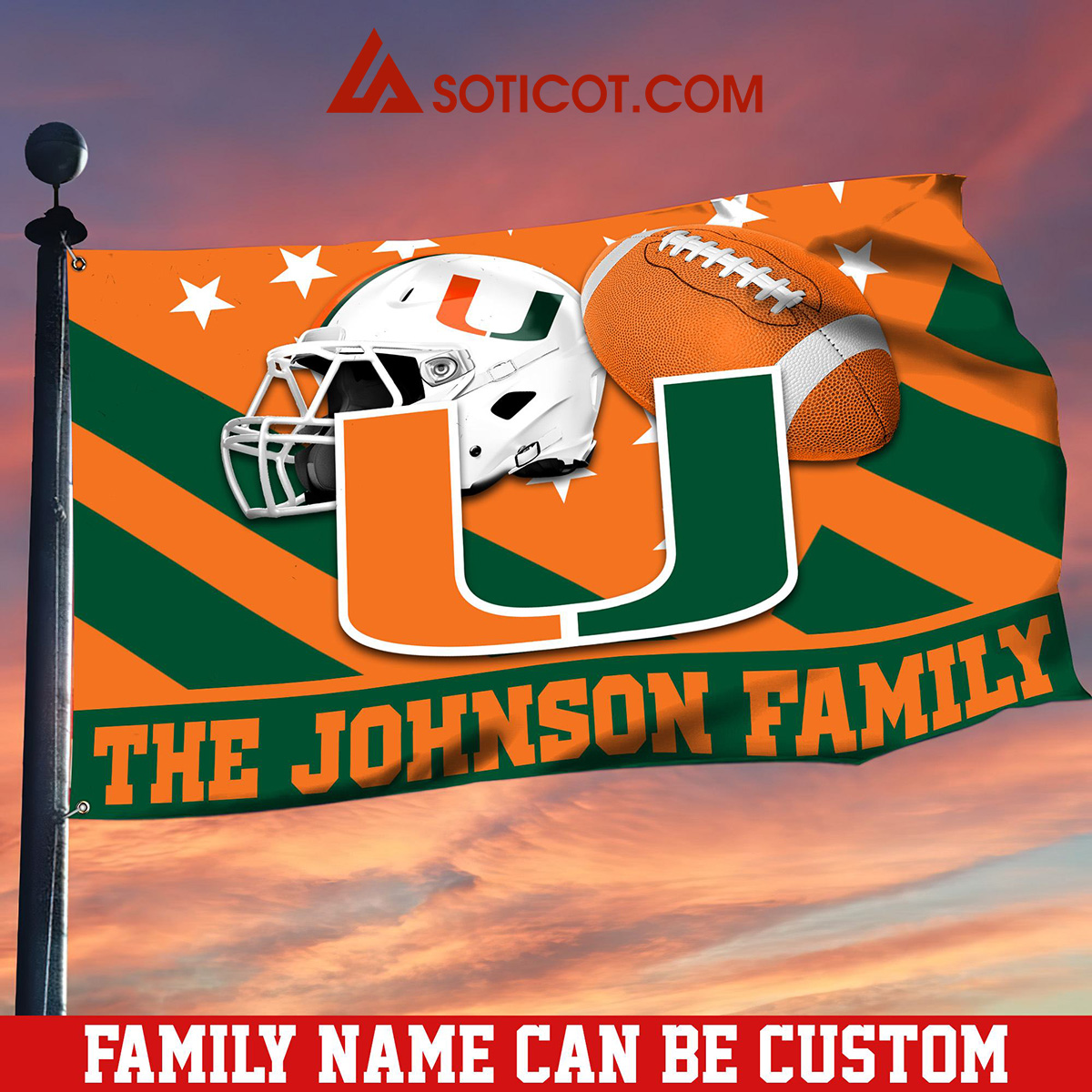 Miami Hurricanes Family Name Personalized House Garden Flags2B1 1pGQ4