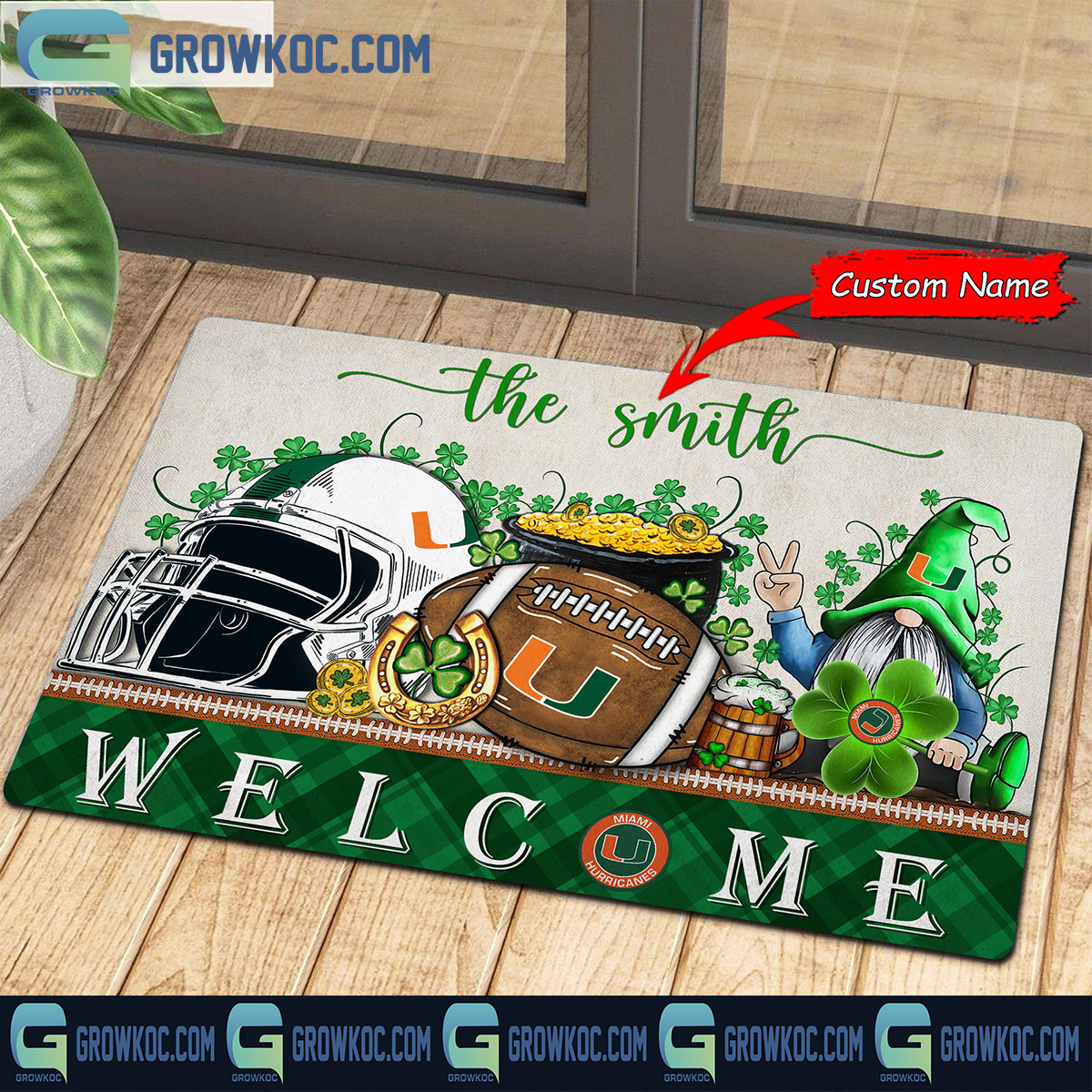 Miami Hurricanes St Patrick Day Personalized Doormat2B1 HZjSe