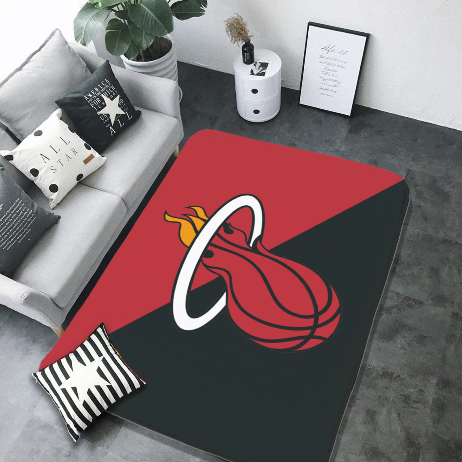 Miami Basketball Heat Carpet Living Room Bedroom Mats Kitchen Bathroom Rugs 2