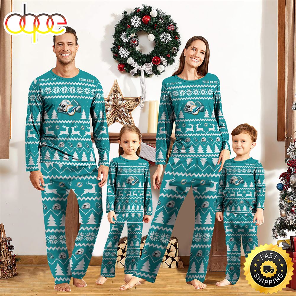 Miami Dolphins Christmas NFL Custom Family Pajamas ndbog1