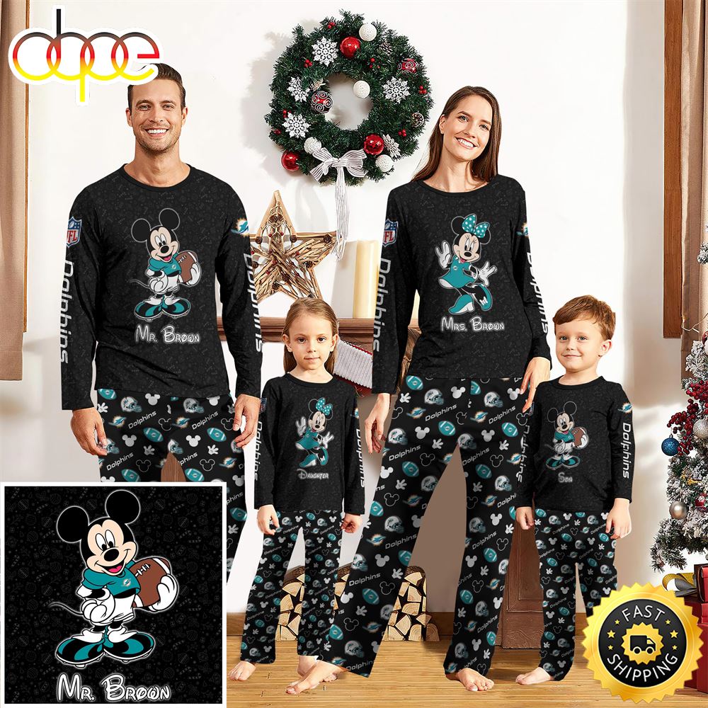 Miami Dolphins Sport And Disney Uniform Pajamas Mickey Mouse NFL Gifts For Kids Pajamas gjgaza