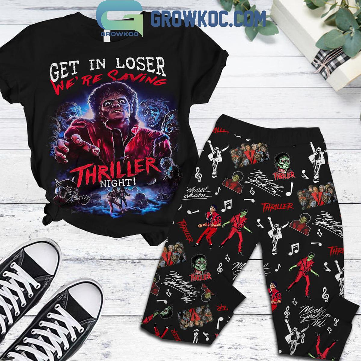 Michael Jackson Get It Loser Were Saving Thriller Night Fleece Pajamas Set 1 QosS4