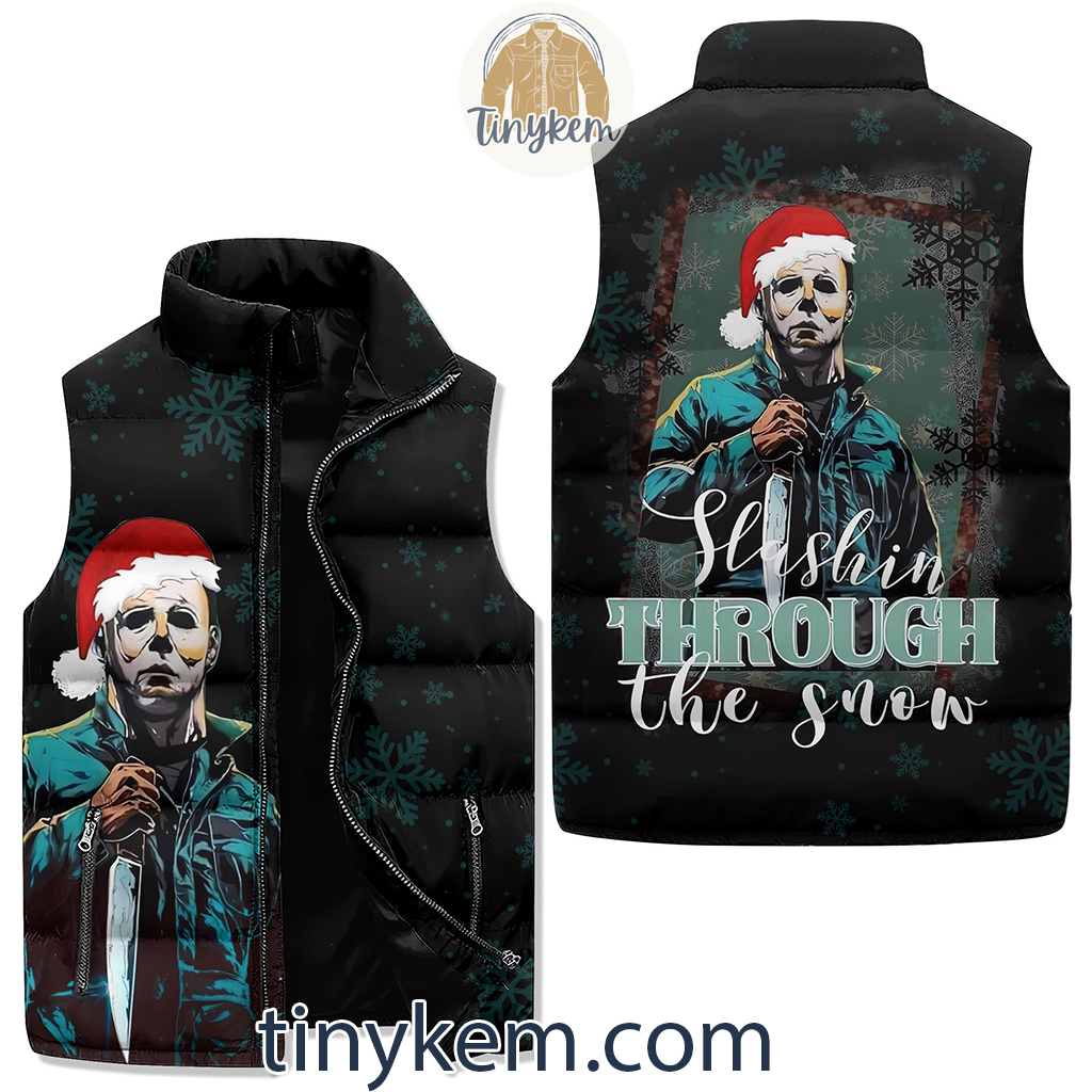 Michael Myers Christmas Puffer Sleeveless Jacket2B1 G4rjN