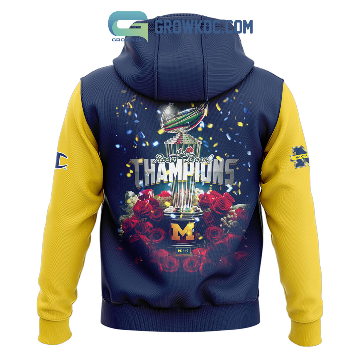 Michigan Wolverines 2024 Rose Bowl Game Champions Fan Yellow Hoodie Shirts2B1 S2Mfe