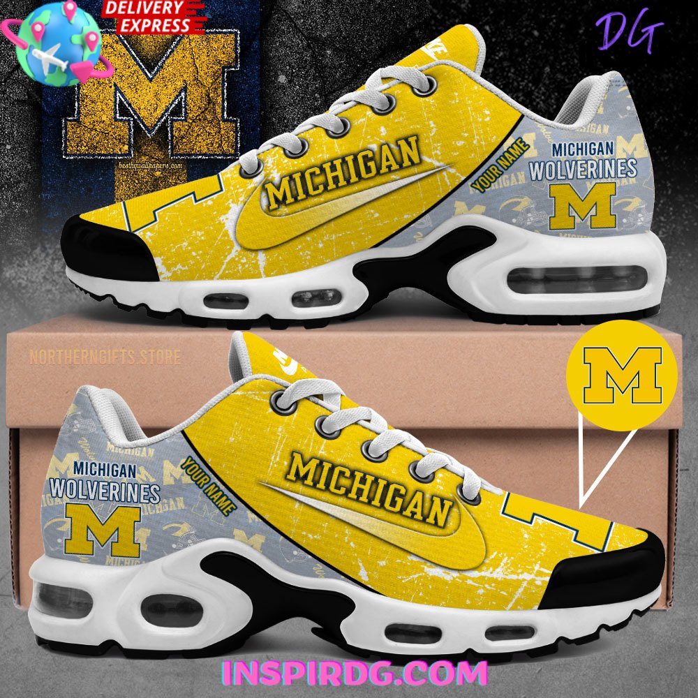 Michigan Wolverines Football Custom Nike Air Max Plus Shoes 1