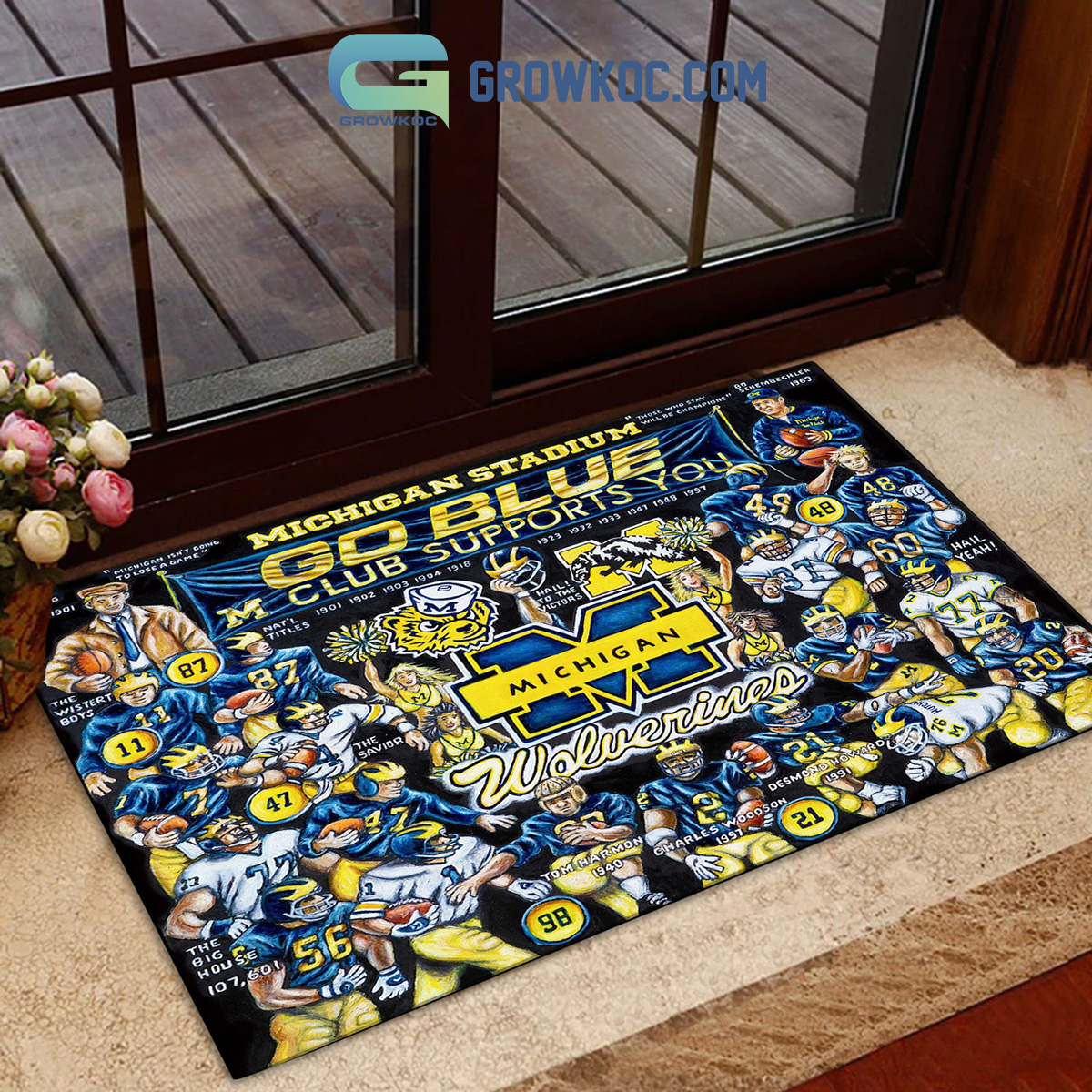 Michigan Wolverines Football History Legend Doormat2B1 Cp81a