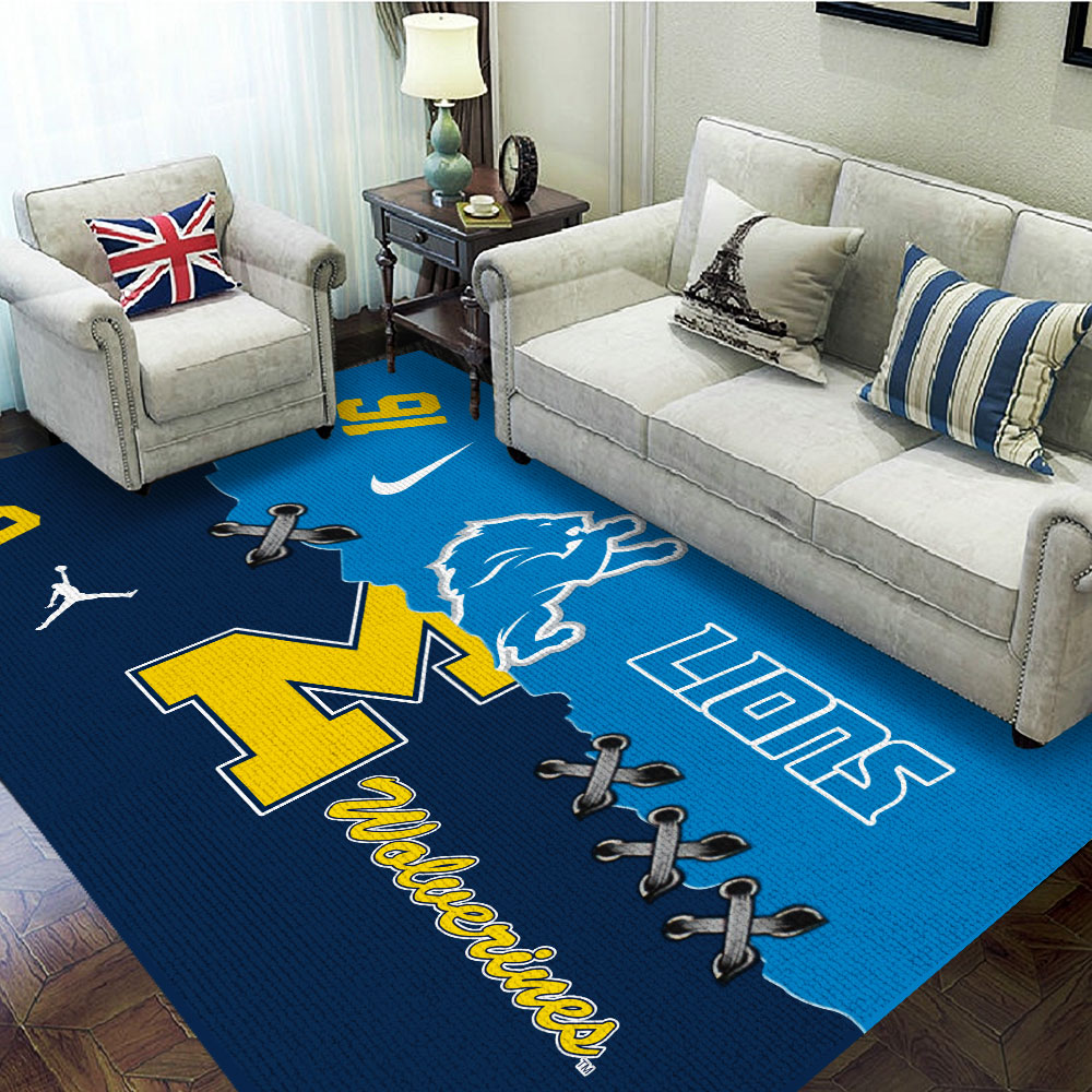 Michigan Wolverines Football x Detroit Lions Rectangular Rug MAITM5613 3