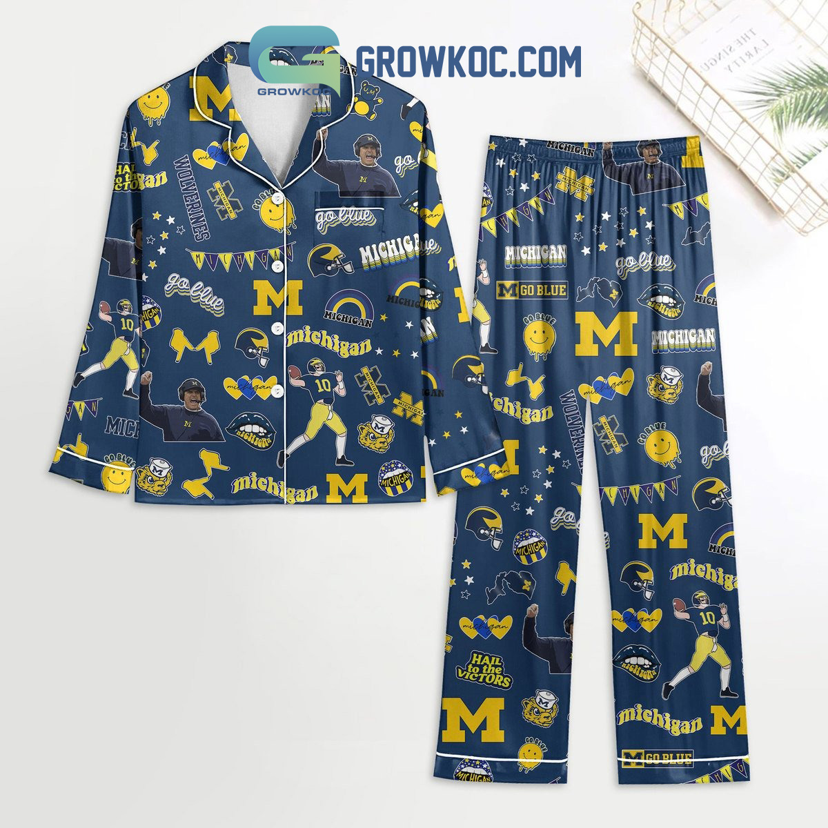 Michigan Wolverines Go Blue Polyester Pajamas Set2B1 OKnKn