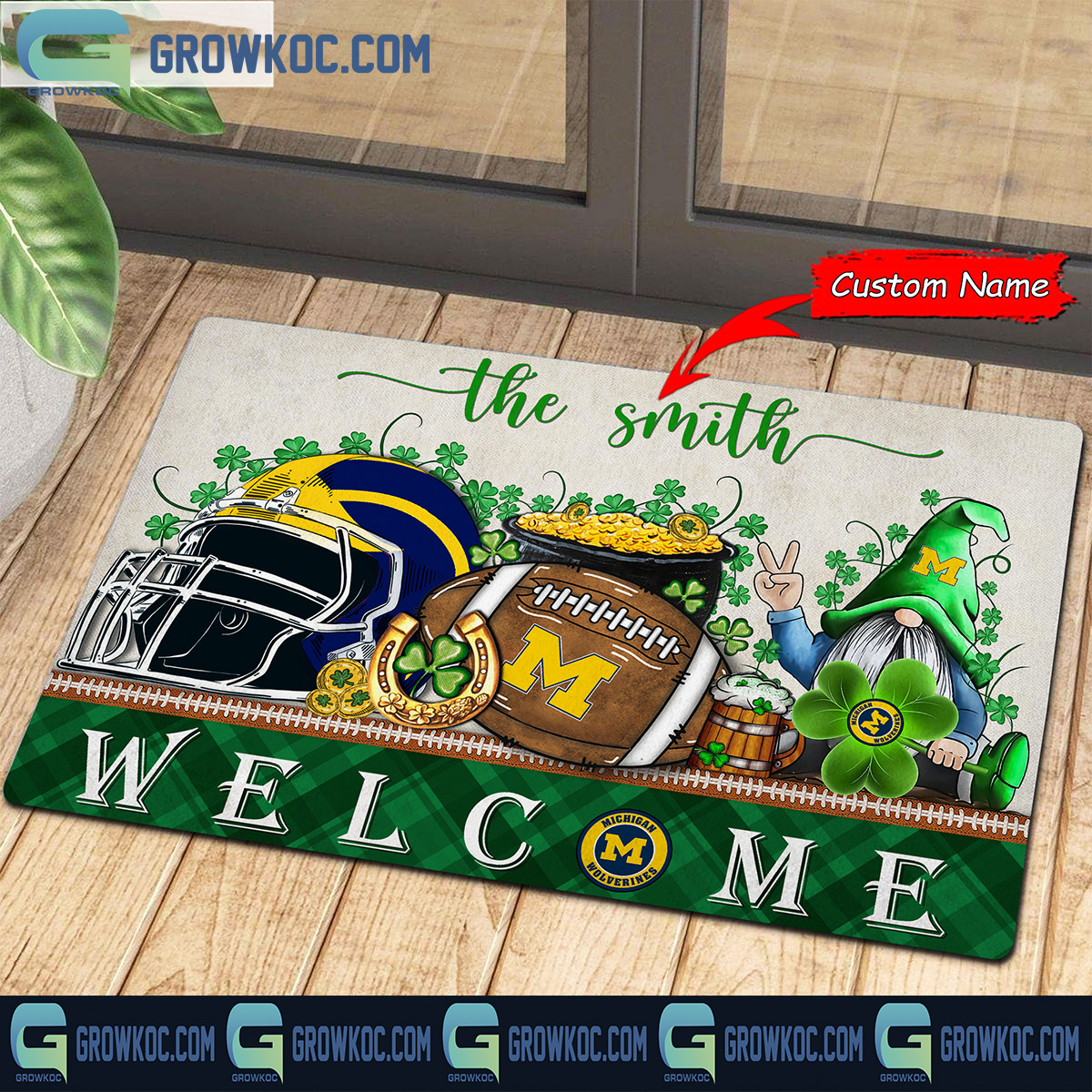 Michigan Wolverines St Patrick Day Personalized Doormat2B1 xd2ux