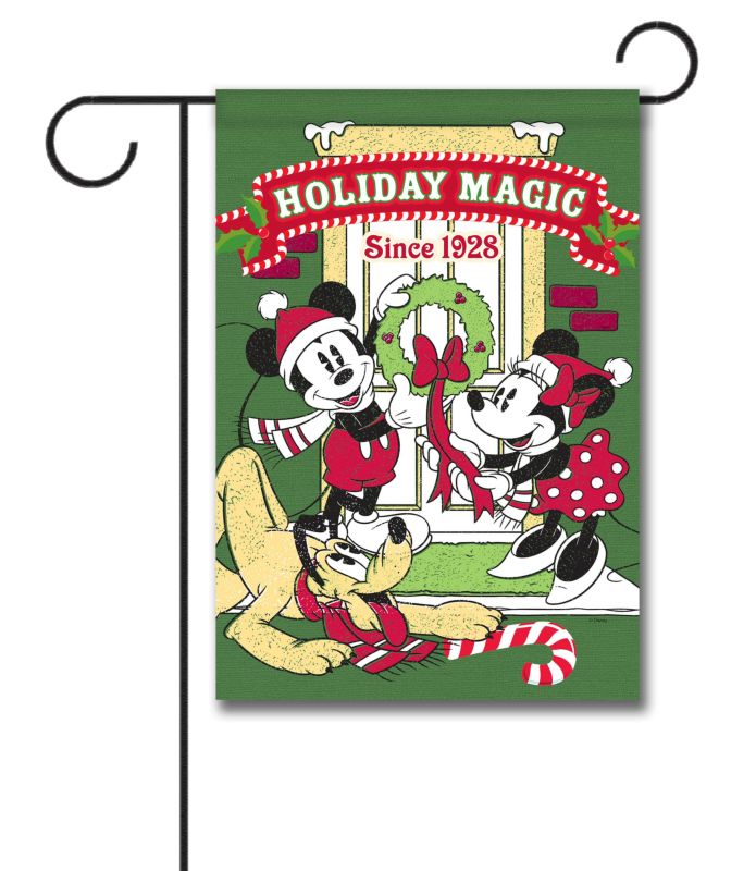 Mickey Mouse Minnie Mouse Holiday Magic Garden Disney Christmas Flag