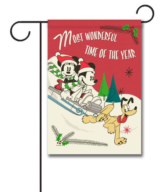 Mickey Mouse Sledding Garden Disney Christmas Flag