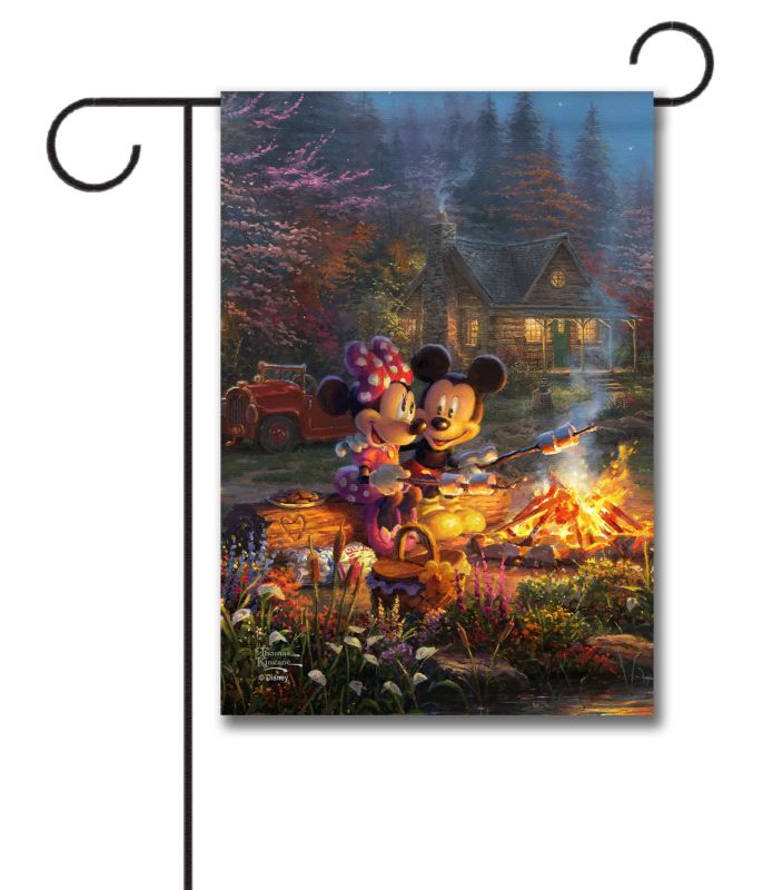 Mickey Mouse and Minnie Mouse Camping Thomas Kinkade Disney Garden Flag