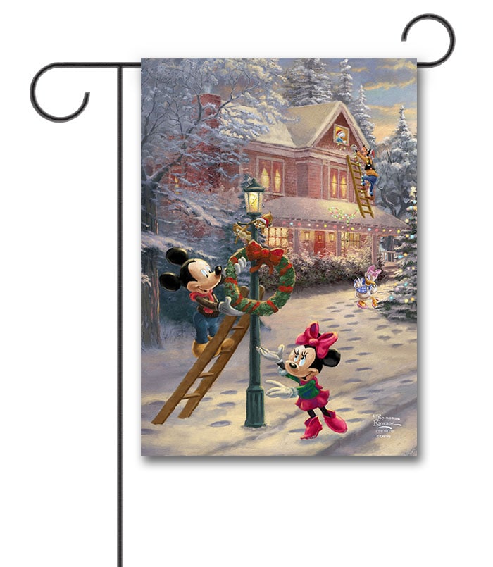 Mickey Mouse and Minnie Mouse Christmas Thomas Kinkade Garden Disney Flag