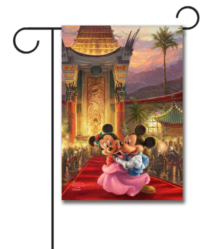 Mickey Mouse and Minnie Mouse Hollywood Thomas Kinkade DIsney Garden Flag