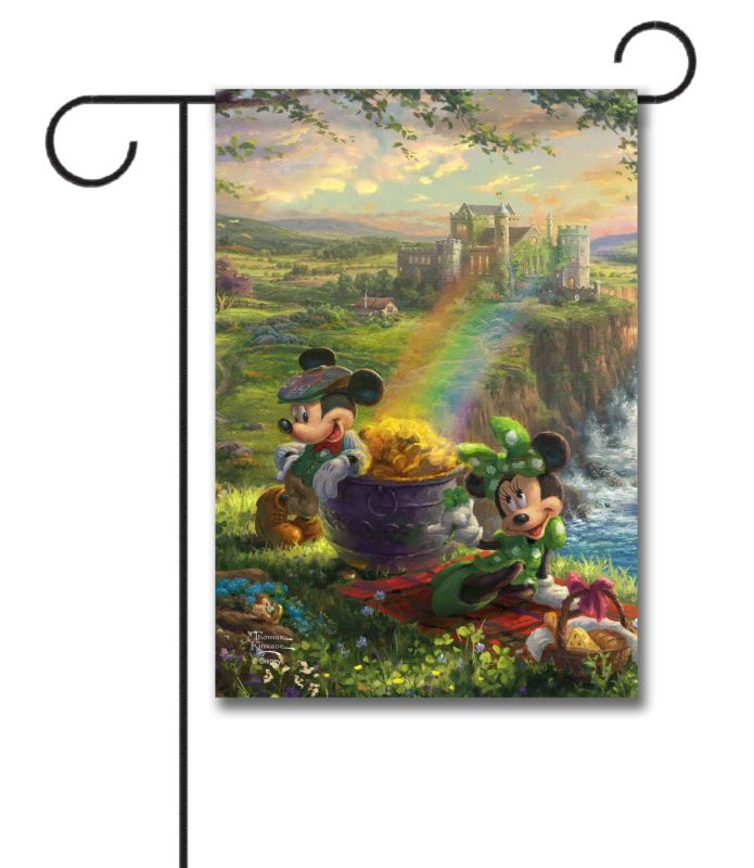 Mickey Mouse and Minnie Mouse Ireland Thomas Kinkade Garden Disney Flag 1