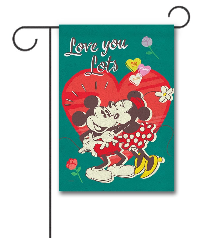 Mickey Mouse and Minnie Mouse Kiss Garden Disney Flag