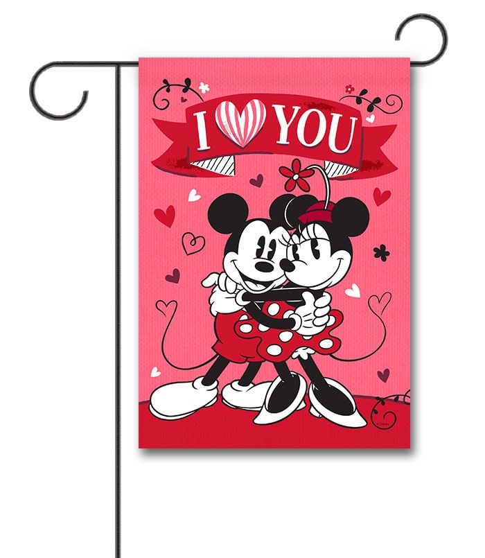 Mickey Mouse and Minnie Mouse Love You Garden Disney Flag