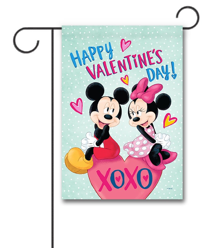 Mickey Mouse and Minnie Mouse Valentines Day Garden Disney Flag