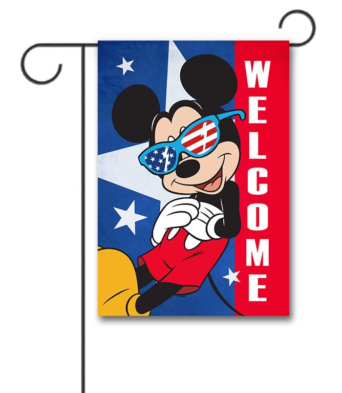 Mickey Welcome Patriotic Garden Disney Flag