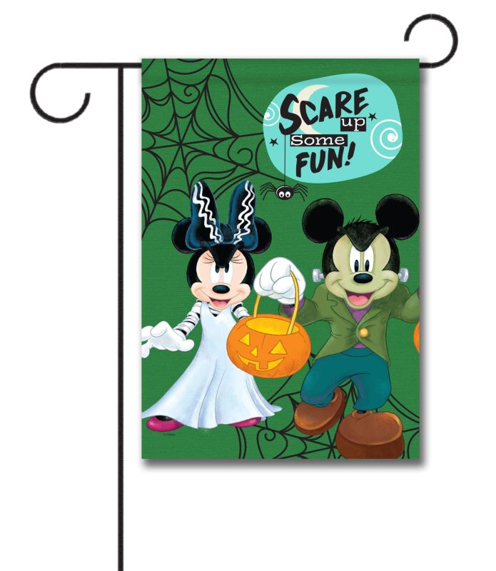 Mickey and Minnie Frankenstein Halloween Garden Flag